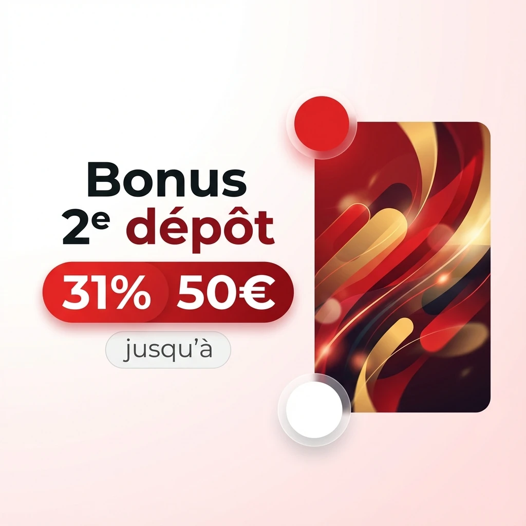 Bonus 2e dépôt 31% jusqu’à 50€